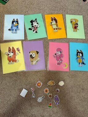 Bluey Character home made make a face/picture (laminated with Velcro)